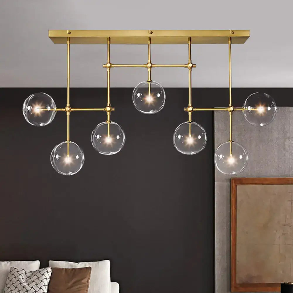 Black Gold Sphere Light by Decorbites; brass finish chandelier with clear glass globes on Tampa Home & Garden Store