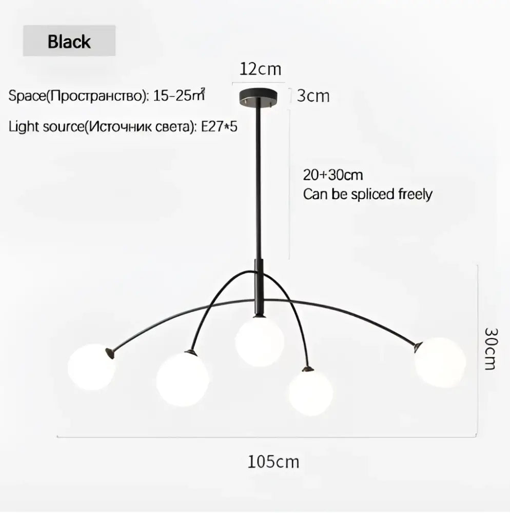 Adjustable Burgundy and White Ball Chandelier