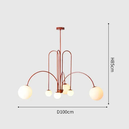 Adjustable Burgundy and White Ball Chandelier