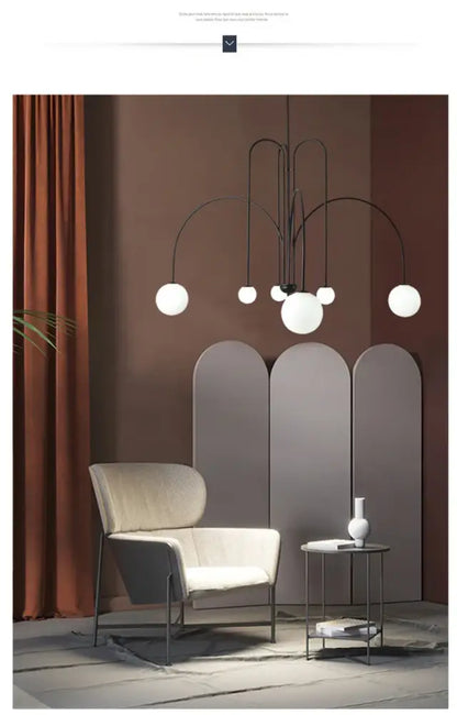 Adjustable Burgundy and White Ball Chandelier