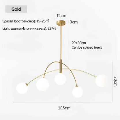 Adjustable Burgundy and White Ball Chandelier