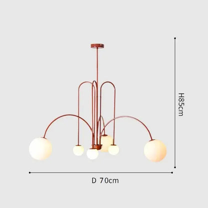 Adjustable Burgundy and White Ball Chandelier