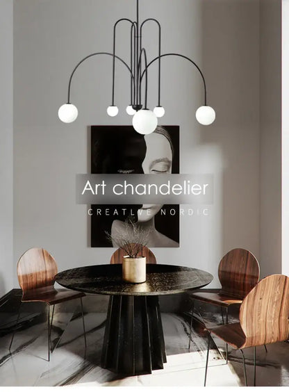 Adjustable Burgundy and White Ball Chandelier
