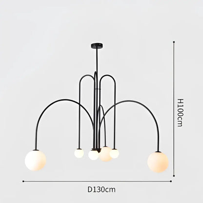 Adjustable Burgundy and White Ball Chandelier