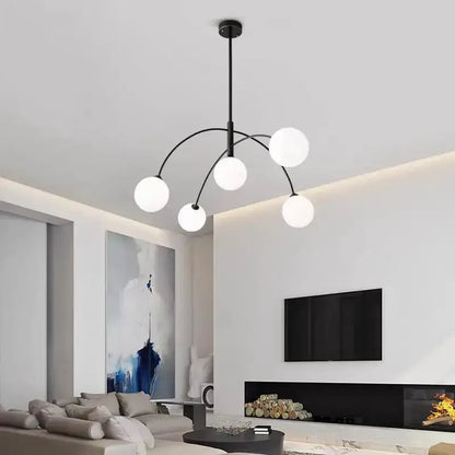 Adjustable Burgundy and White Ball Chandelier