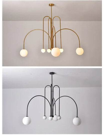 Adjustable Burgundy and White Ball Chandelier