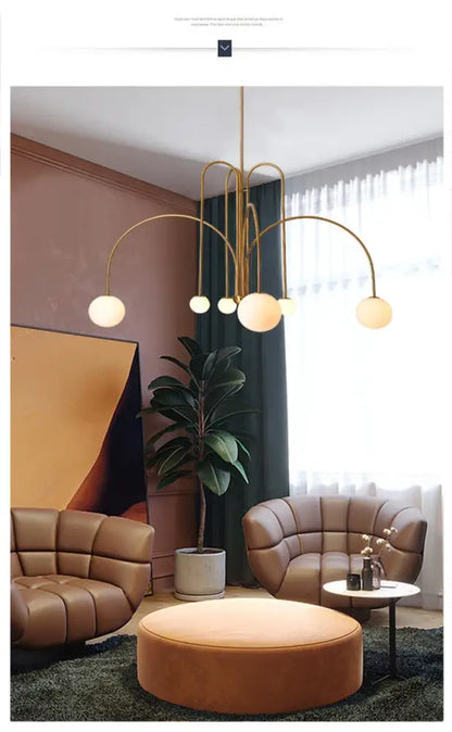 Adjustable Burgundy and White Ball Chandelier