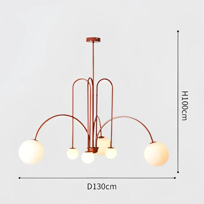 Adjustable Burgundy and White Ball Chandelier
