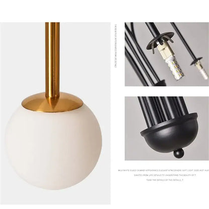 Adjustable Burgundy and White Ball Chandelier