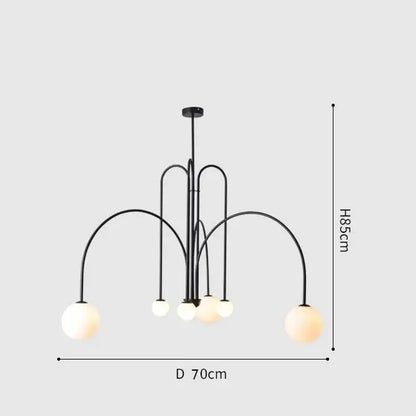 Adjustable Burgundy and White Ball Chandelier