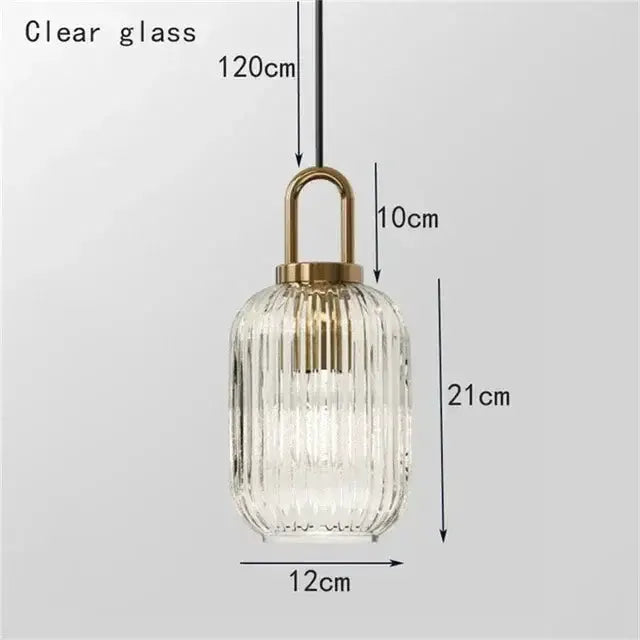 Vintage brass pendant lamp with clear ribbed glass shade by Decorbites on Tampa Home & Garden Store