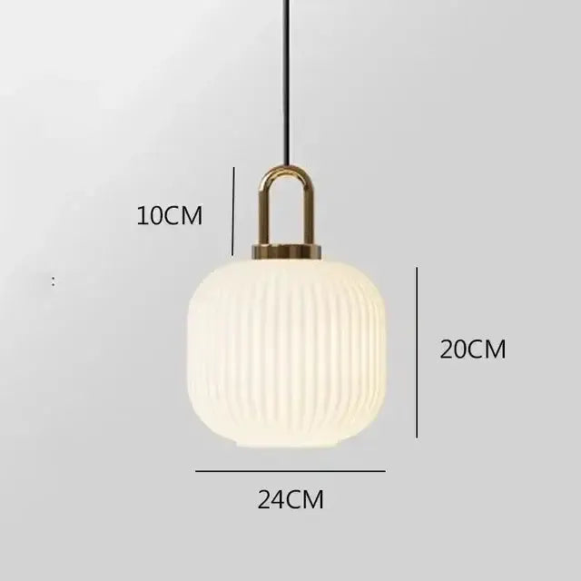Glass pendant by Decorbites with frosted ribbed shade, brass top, 24 cm wide, black cord on Tampa Home & Garden Store