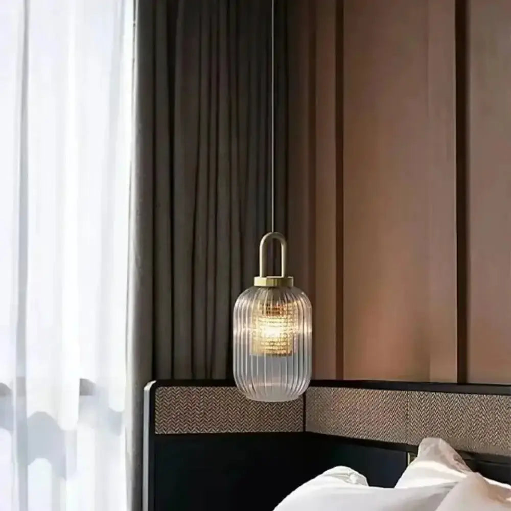 Pendant light brass finish with ribbed glass shade by Decorbites on Tampa Home & Garden Store