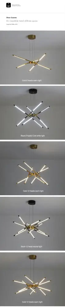 Gold Nordic LED Chandelier by Decorbites with gold finish and multi-arm design in warm light on Tampa Home & Garden Store