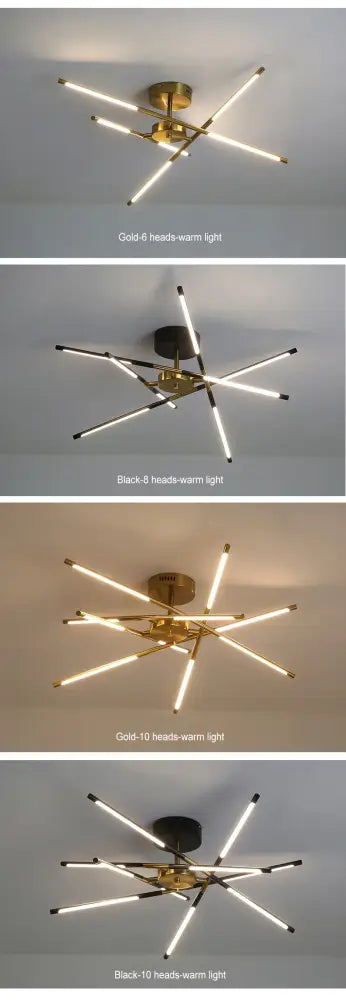 Gold Nordic LED Chandelier by Decorbites; gold/black finishes with 6, 8, or 10 heads, warm light on Tampa Home & Garden Store