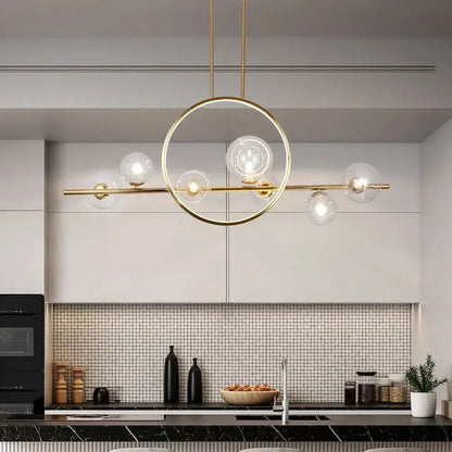 Modern nordic glass bubble LED chandelier by Decorbites with gold ring and glass bulbs on Tampa Home & Garden Store