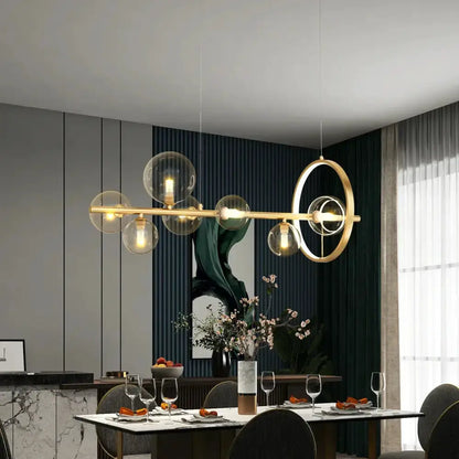 Chandelier: Decorbites modern black Nordic glass bubble LED dining light with gold bar on Tampa Home & Garden Store