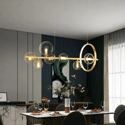 Chandelier Decorbites modern black nordic glass bubble LED with brass bar and ring on Tampa Home & Garden Store