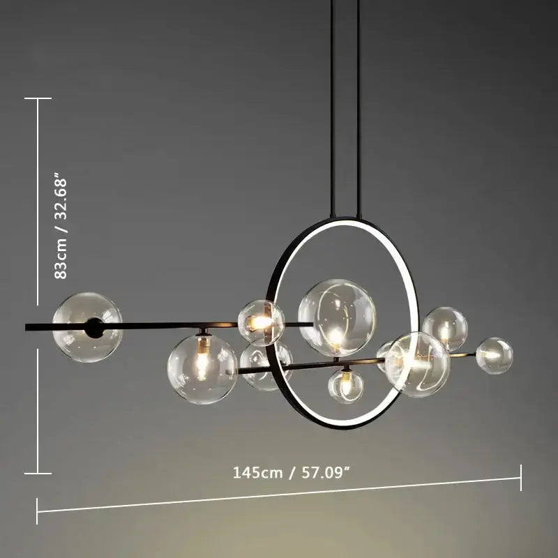 Chandelier Modern black Nordic glass bubble LED dining light with glass globes accents on Tampa Home & Garden Store