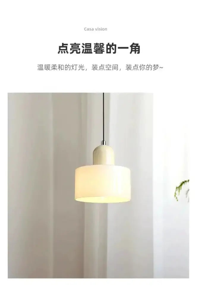 Orange olive glass pendant light Decorbites for bedroom, cream shade on black cord on Tampa Home & Garden Store