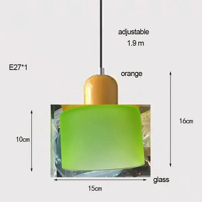 Orange olive glass pendant light by Decorbites, E27 base, adjustable 1.9m cord on Tampa Home & Garden Store