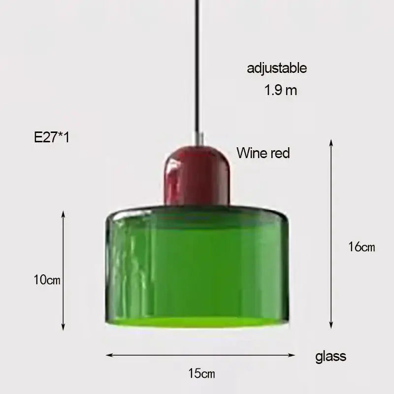 Orange & olive glass pendant light by Decorbites, E27 socket, adjustable 1.9 m on Tampa Home & Garden Store