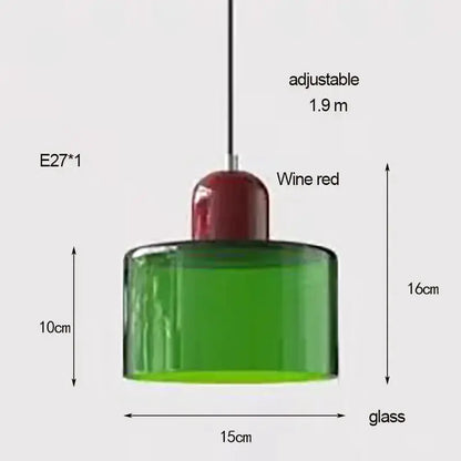 Orange & olive glass pendant light by Decorbites, E27 socket, adjustable 1.9 m on Tampa Home & Garden Store