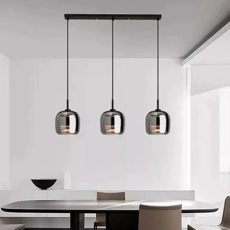 Modern glossy black nordic glass LED pendant light, 3 pendants, Decorbites dining light on Tampa Home & Garden Store