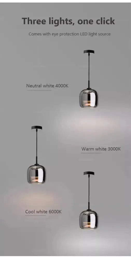 Modern glossy black Nordic glass LED pendant lights; three hanging glass pendants on Tampa Home & Garden Store