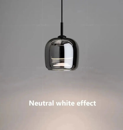 Modern glossy black Nordic glass LED pendant light by Decorbites, single hanging chandelier on Tampa Home & Garden Store