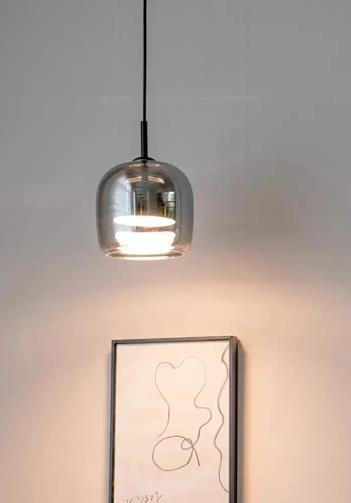 Nordic glass LED pendant light, glossy black, Decorbites dining room chandelier on Tampa Home & Garden Store
