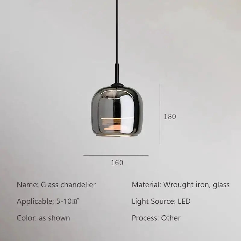 Modern glossy black Nordic glass LED pendant by Decorbites for dining room light on Tampa Home & Garden Store