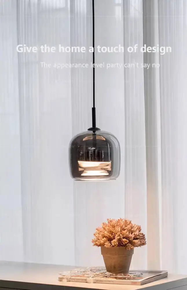 Decorbites Modern glossy black Nordic glass LED pendant light for dining room on Tampa Home & Garden Store