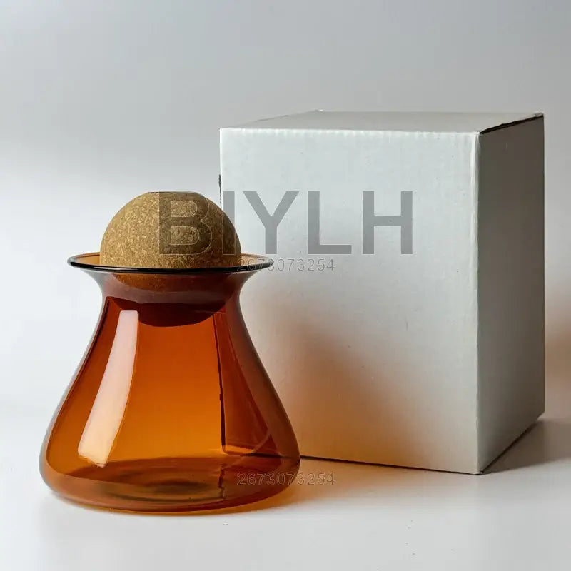Nordic Glass Vase Decorbites amber glass with cork stopper on Tampa Home & Garden Store