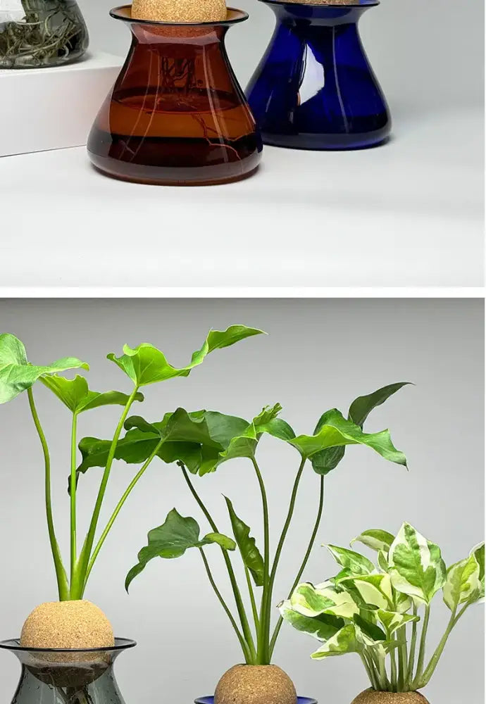 Blue Nordic Glass Vase by Decorbites, cobalt blue glass with cork stopper, set of two vases on Tampa Home & Garden Store