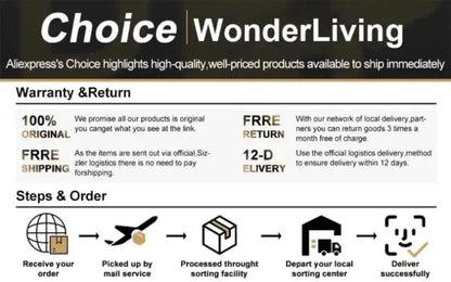 Blue Nordic Glass Vase by Decorbites; banner shows Choice WonderLiving shipping and order steps on Tampa Home & Garden Store