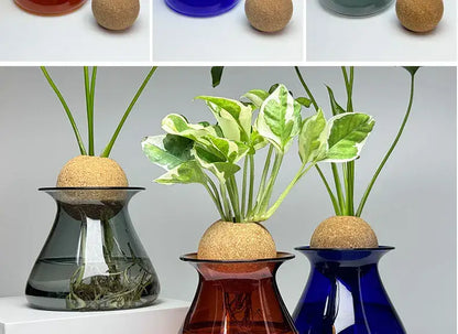 Blue Nordic Glass Vase by Decorbites with cork ball topper set of three colorful glass vases on Tampa Home & Garden Store
