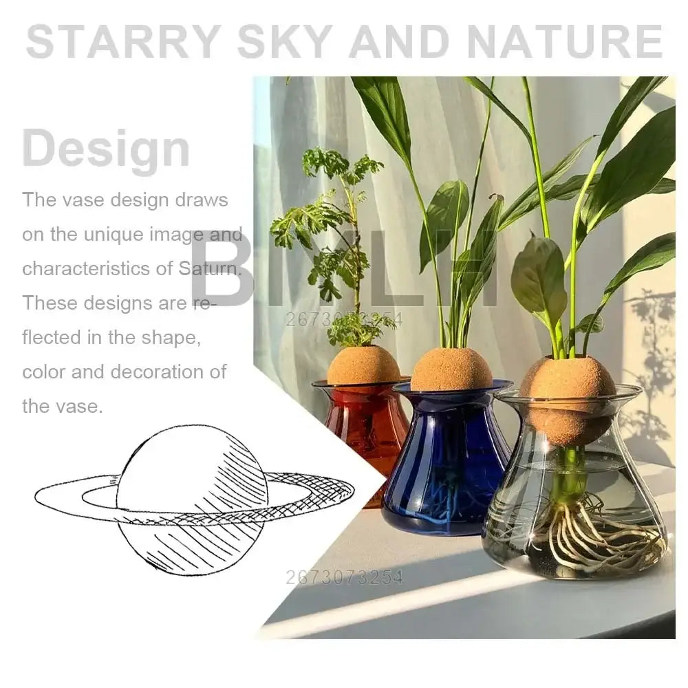 Blue Nordic Glass Vase set of 3 by Decorbites; blue, amber and clear glass with cork tops on Tampa Home & Garden Store