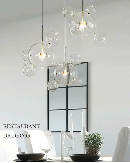 Chandelier modern Nordic LED bubble pendant light with clear glass globes by Decorbites on Tampa Home & Garden Store