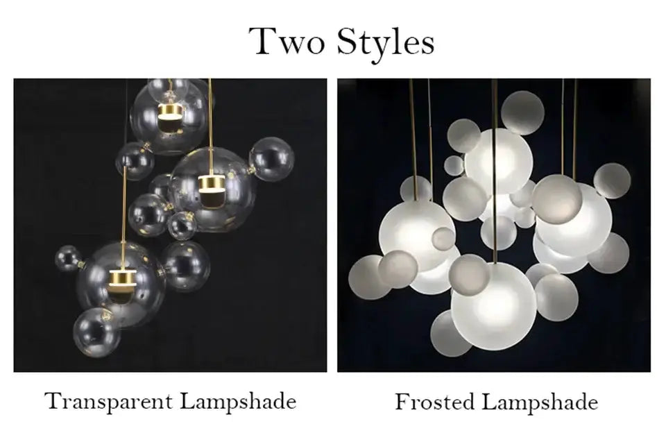 Modern Nordic LED bubble chandelier with transparent and frosted glass lampshades for dining on Tampa Home & Garden Store