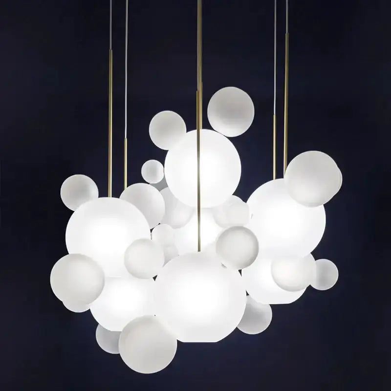 Chandelier Decorbites Modern Nordic LED bubble pendant light frosted spheres and brass cords on Tampa Home & Garden Store