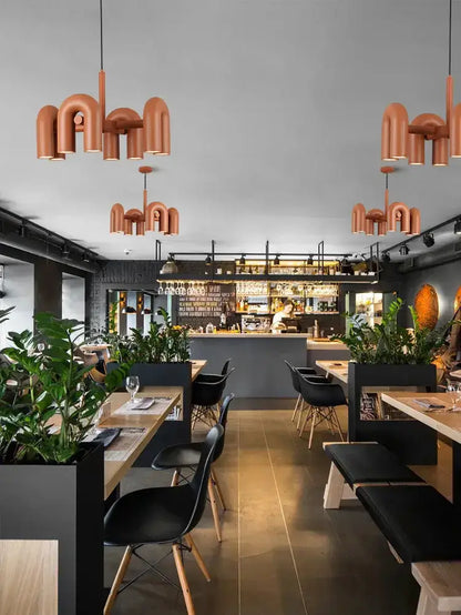 Chandelier Decorbites modern orange 4-light LED ceiling pendant for living room on Tampa Home & Garden Store
