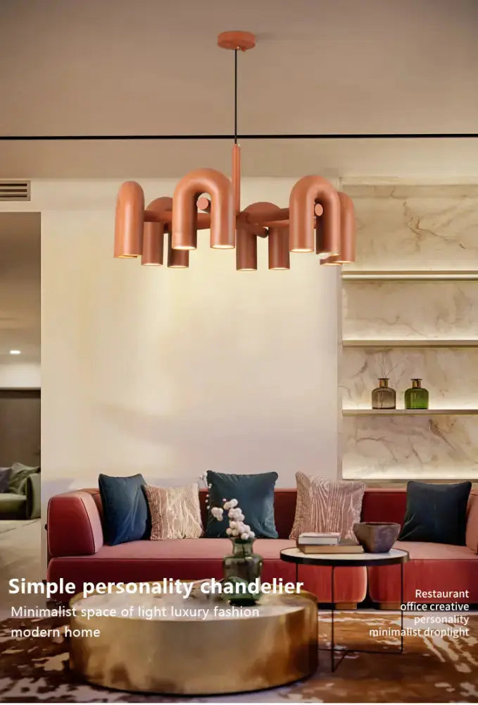 Chandelier Decorbites four-light rose-gold LED ceiling pendant with curved tubes on Tampa Home & Garden Store