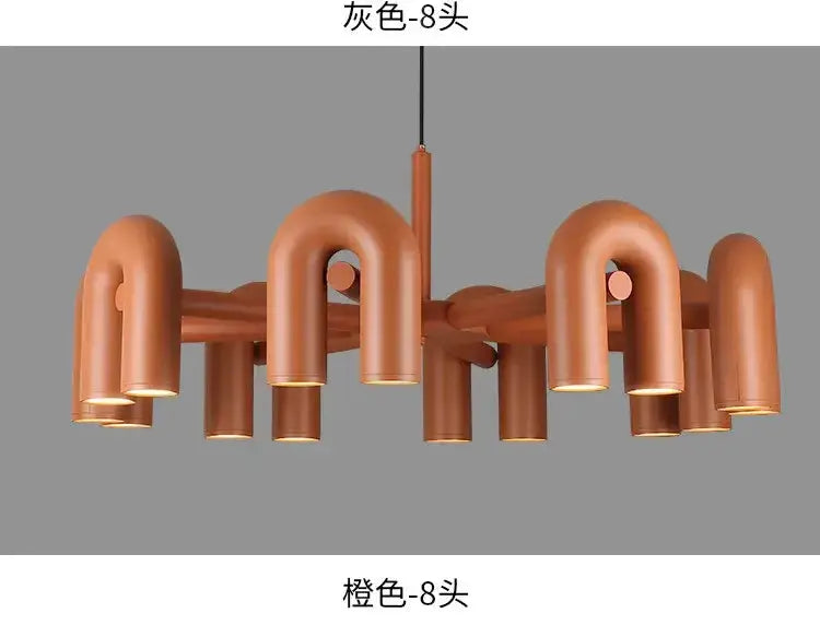 Chandelier Decorbites orange eight-light LED ceiling pendant for living room on Tampa Home & Garden Store