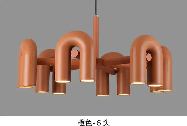 Ch chandelier orange six-light LED ceiling pendant with curved U-tube arms Decorbites on Tampa Home & Garden Store