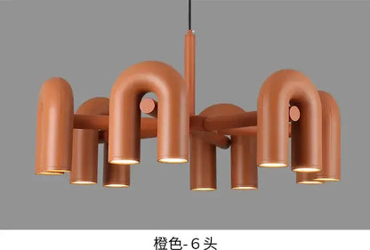 Ch chandelier orange six-light LED ceiling pendant with curved U-tube arms Decorbites on Tampa Home & Garden Store