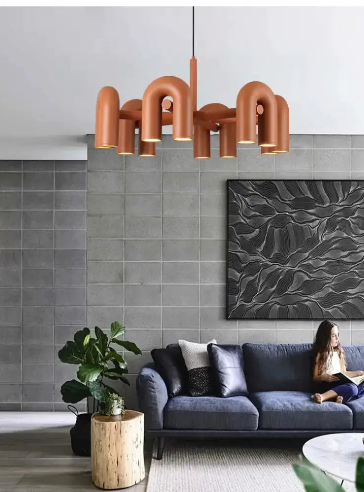 Chandelier Decorbites copper LED ceiling with curved U-arms for living room on Tampa Home & Garden Store