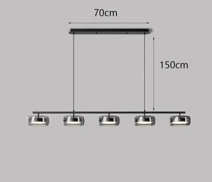 Modern Five Glass Shades Pendant Lamp For Dining