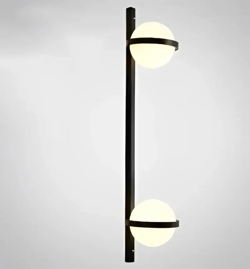 Modern black Nordic wall sconce with two glass globe shades, metal finish Decorbites on Tampa Home & Garden Store