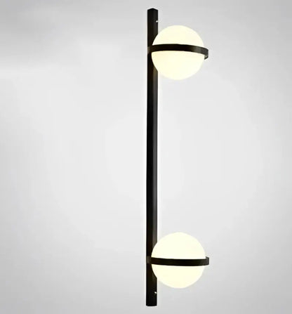 Modern black Nordic wall sconce with two glass globe shades, metal finish Decorbites on Tampa Home & Garden Store
